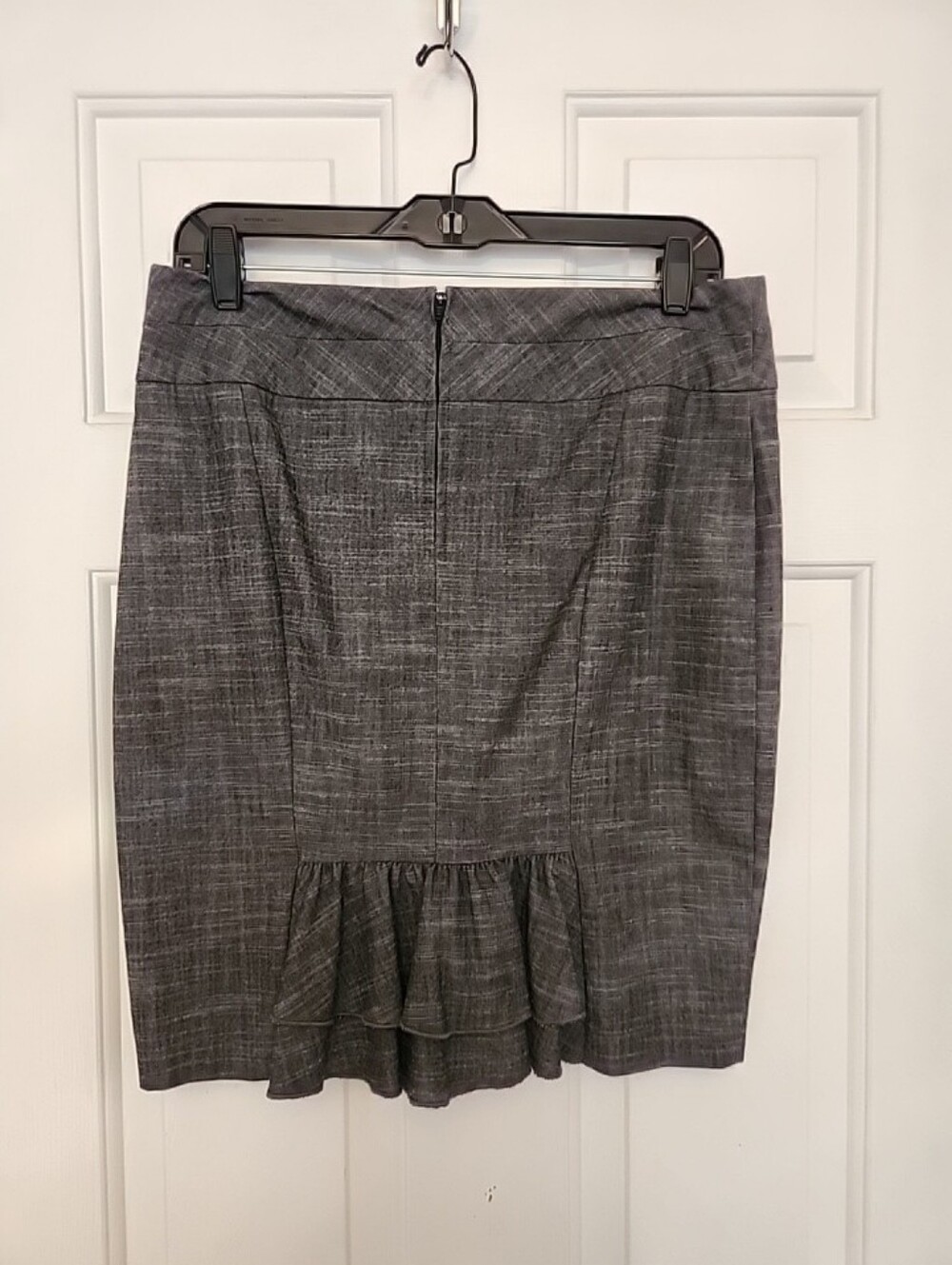 VTG-Y2K B●Wear Byer●California Ruffle Back Pencil Office Glam Skirt Gray Weave